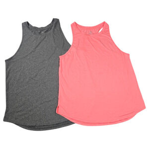 Pair Icyzone Women LG Racerback Tanks Pink Gray Athleisure Athletic Workout EUC